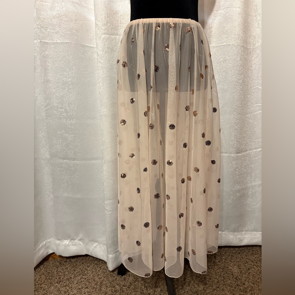 Free People Sheer Skirt with copper appliqués